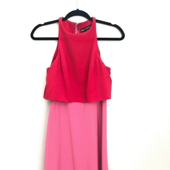 Jill Jill Stuart Popover Crepe Red Pink Colorblock Gown - Picture 3 of 6
